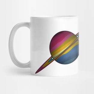 Planet and Rings in Pansexual Pride Flag Colors Mug